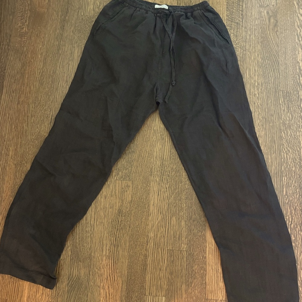 Billy Reid black tie waist linen straight leg pants in size medium